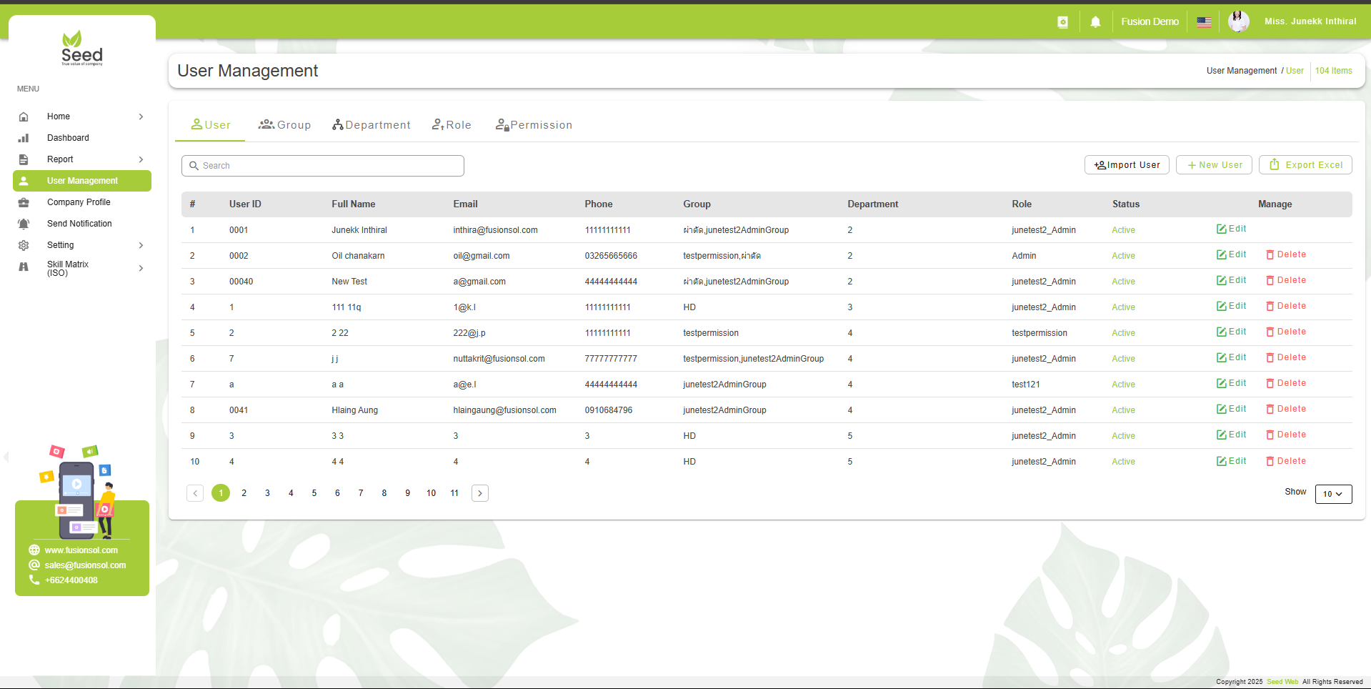 User Management SeedKM โปรแกรม SOP